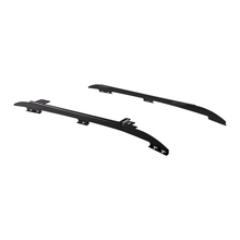 Load image into Gallery viewer, A pair of black side rails attached to an ARB Roof Rack Mounting Kit 3723010 for Toyota Tacoma 2005-2022 on a white background, complete with the mount kit for easy installation.