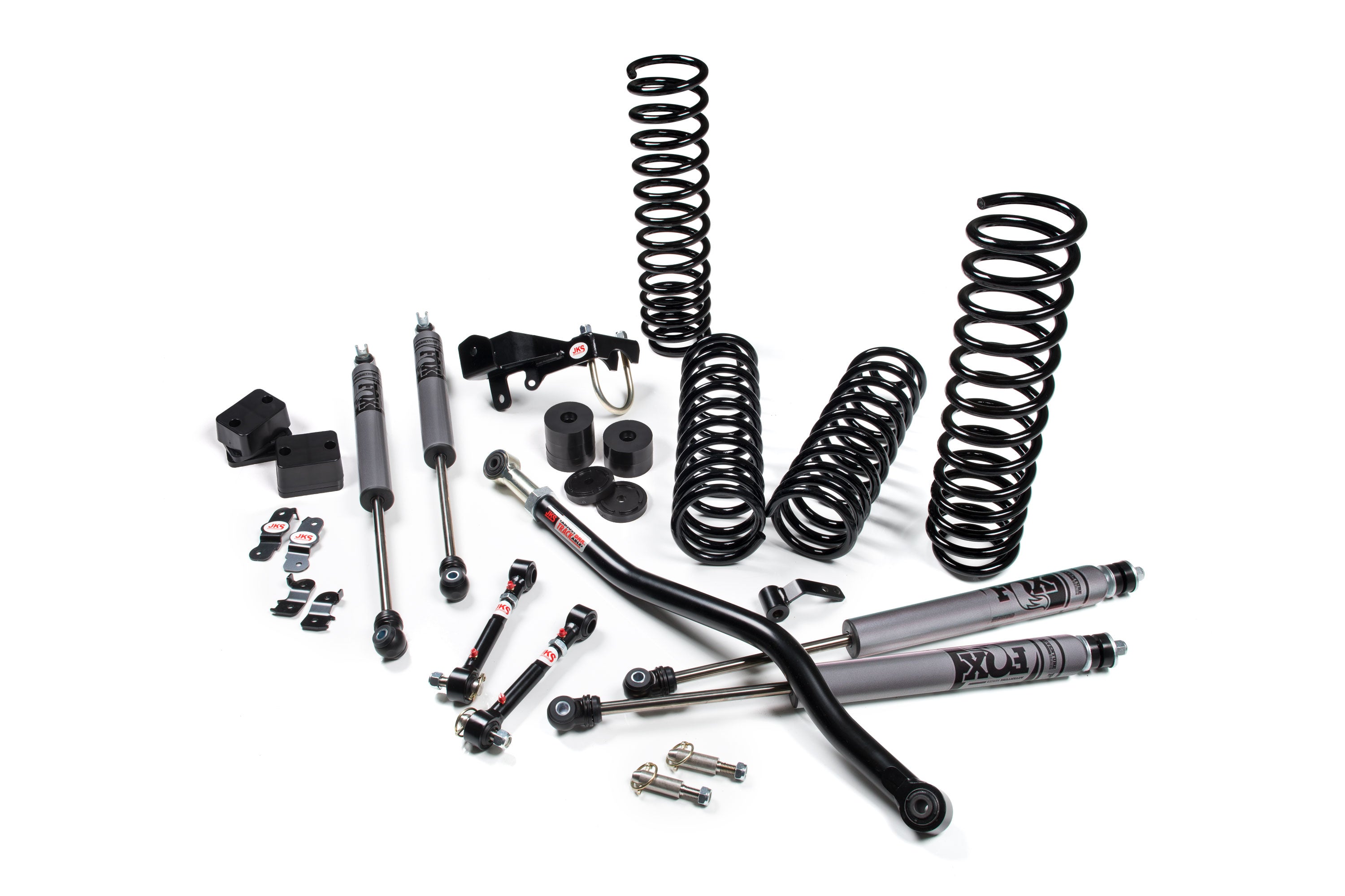 A JKS 3.5 Inch Jeep Wrangler JK (06-18) 4 Door J-Venture Lift Kit, designed for off-road performance, is a suspension system for a jeep.