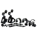 A set of Old Man Emu black brackets and hardware for a vehicle's suspension system, including shock absorbers (OME BP-51 Front Fitting Kit VM80010018), to improve ride quality.