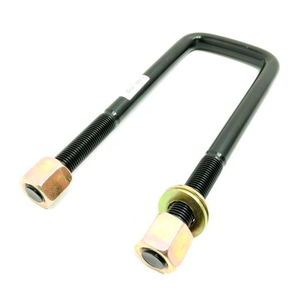 A pair of Old Man Emu Leaf Spring U-Bolt Rear OMEU53A bolts and nuts on a white background, perfect for shock absorbers or suspension range.