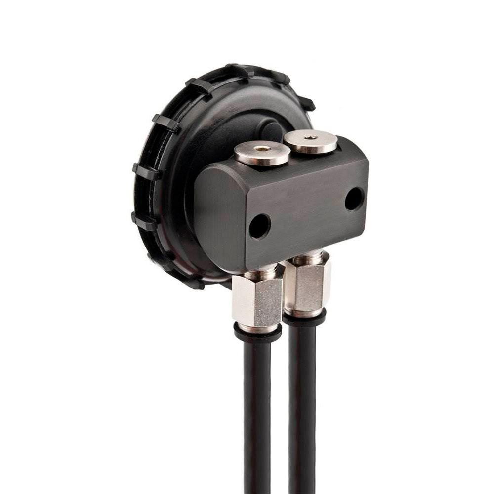 A black and white image of a ARB Differential Breather Kit 170112 by ARB axle breather manifold.