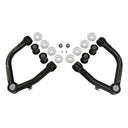 A pair of Icon Delta Joint Tubular Upper Control Arm Kit 58460DJ for Toyota Tundra 2007-2021 with a sealed design and strength on a white background.