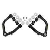 A pair of Icon Delta Joint Tubular Upper Control Arm Kit 58460DJ for Toyota Tundra 2007-2021 with a sealed design and strength on a white background.