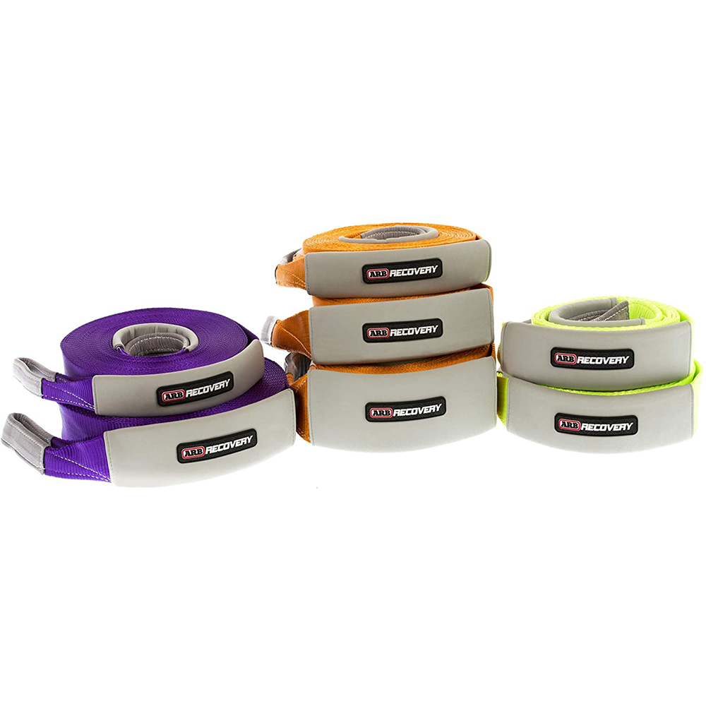 A stack of ARB Snatch Strap - 24,000 Lbs - ARB710LB straps on a white background.