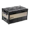 A durable and versatile ARB black and gold cooler with two compartments: the ARB Zero 101 Quart Dual Zone Portable Fridge Freezer 10802962.