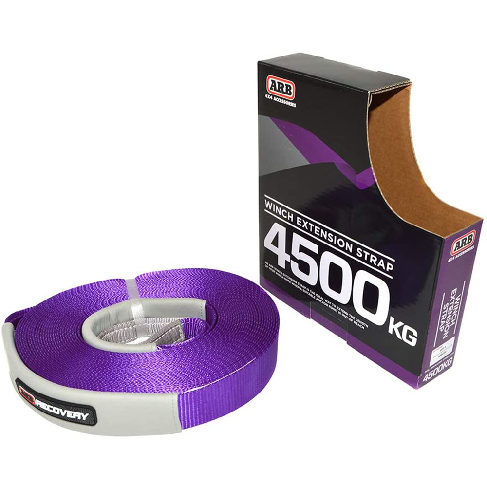 A lightweight ARB Winch Ext Strap 9900 Lb ARB720LB with a box in front of it.