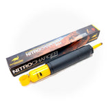 Old Man Emu Nitrocharger Sport Shock Absorber 60162 for Jeep Wrangler JL LWB 3.6L Petrol & 2.2L Diesel Engine Models in a box with a yellow handle, featuring high-quality oil.