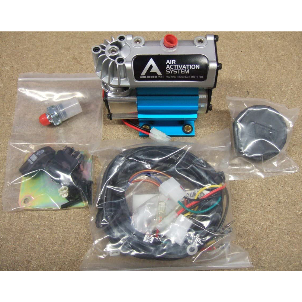 A package of parts for an onboard car ARB Air Locker Activation Compressor System CKSA12, designed for ARB Air Locker activation and sealed for moisture and dust resistance.