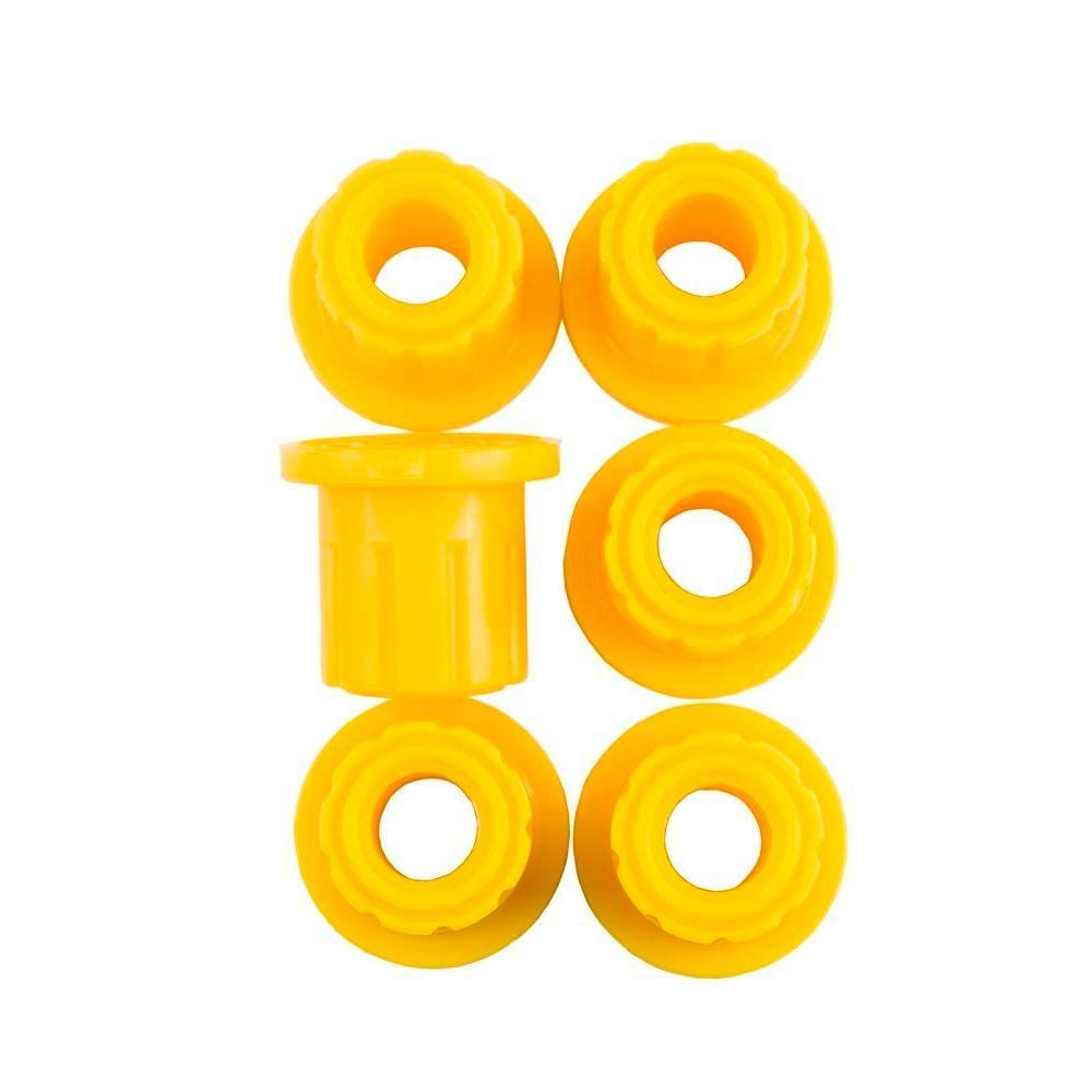 Six Old Man Emu Leaf Spring Bushing Kits OMESB121 for Toyota Tacoma V6 & 4 cylinder (1998 - 2004) on a white background, essential for shock absorber suspension in off-road vehicles.
