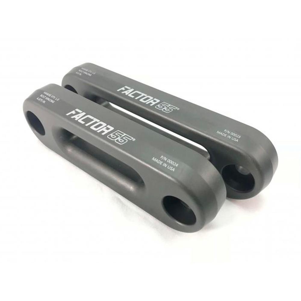 A pair of high quality gray Factor 55 XTV Hawse Fairlead 6" 00023 shackles by Factor 55 on a white background.