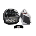 A set of ARB Intensity IQ LED Driving Lights for a motorcycle with a long LED lifespan.