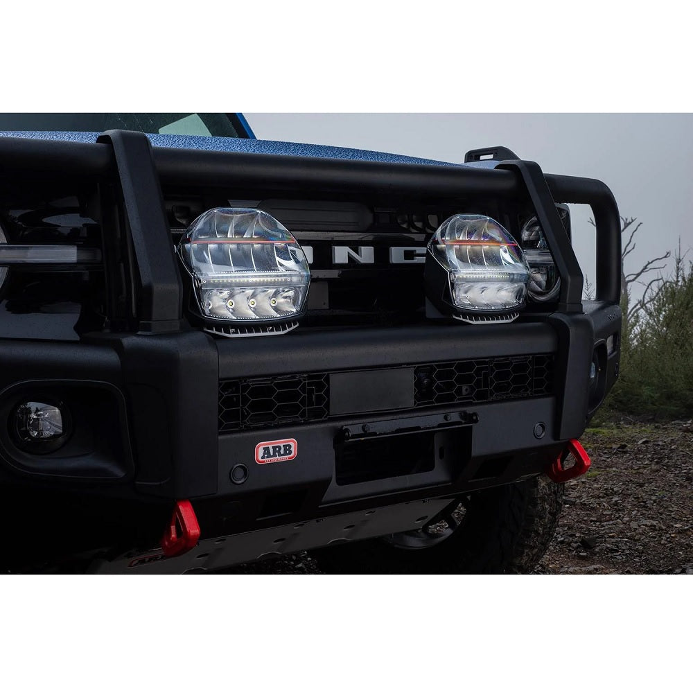 The front end of a truck with ARB Intensity IQ LED Driving Lights ARBVX17 and LED lifespan.