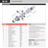 A diagram showcasing the installation process of an ARB RD132 Air Locker Differential 8" dia. with 30 Splines wheel assembly and highlighting the key parts for enhanced traction and durability.