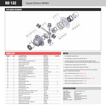 Load image into Gallery viewer, A diagram showcasing the installation process of an ARB RD132 Air Locker Differential 8&quot; dia. with 30 Splines wheel assembly and highlighting the key parts for enhanced traction and durability.