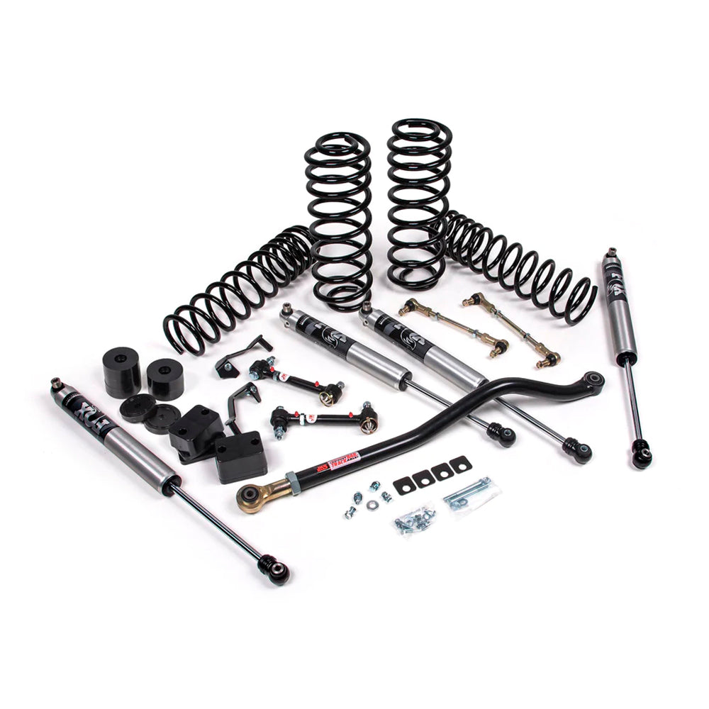 A JKS 3.5 Inch Jeep Wrangler JL (18-ON) - DIESEL 4 Door J-Venture Lift Kit suspension kit for a jeep with coil springs.