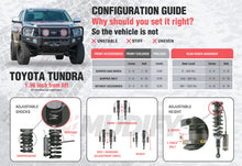 Load image into Gallery viewer, Old Man Emu Toyota Tundra off-road performance configuration guide featuring adjustable damping and OME BP-51 shock absorbers.
