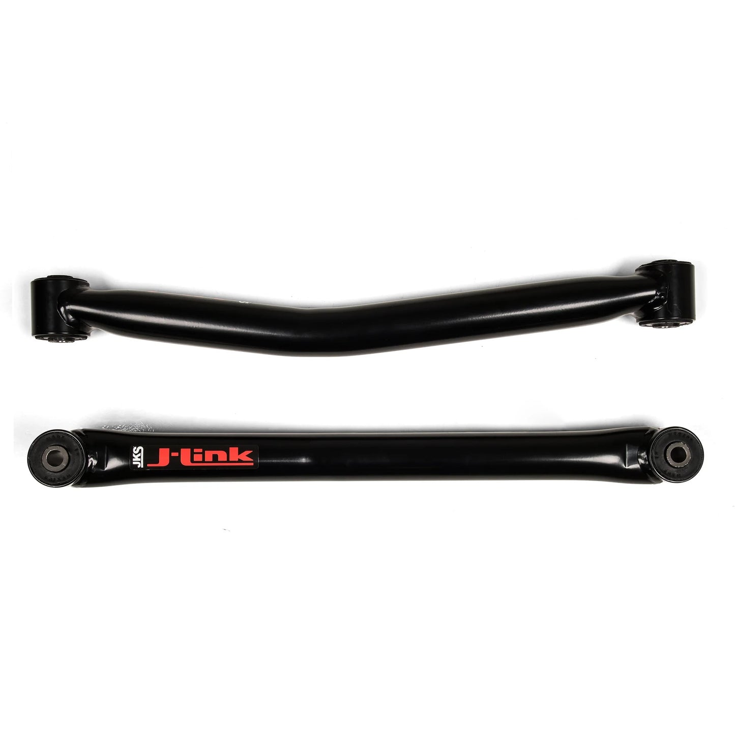 A pair of JKS J-Link Fixed Front Lower Control Arms for Jeep Wrangler JL and Gladiator JT on a white background, suitable for Jeep Wrangler JL.