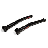 A pair of black JKS J-Link Fixed Front Lower Control Arms on a white background, suitable for Jeep Wrangler JL or Gladiator JT.