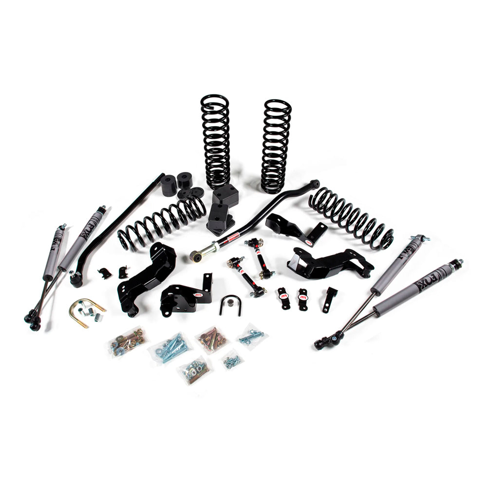 A JKS 3.5 Inch Jeep Wrangler JK (06-18) 2 Door J-Kontrol Lift Kit, designed to enhance offroad articulation and optimize steering angles, equipped with high-quality springs.