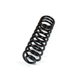 A black spring on a white background, showcasing the JKS 3.5in Front Coil Spring Kit JSPEC1351 and JKS suspension system for Jeep Wrangler JL.