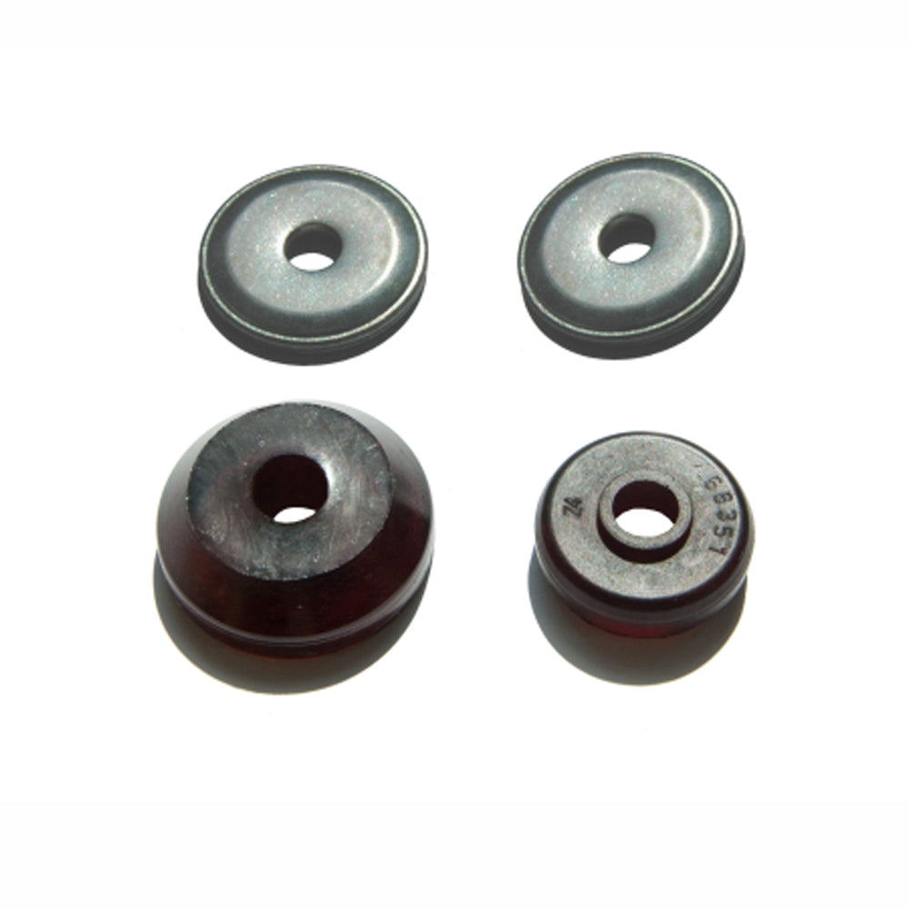 A set of rubber washers and nuts on a white background for Old Man Emu OME3125 Upper Strut Bushing.