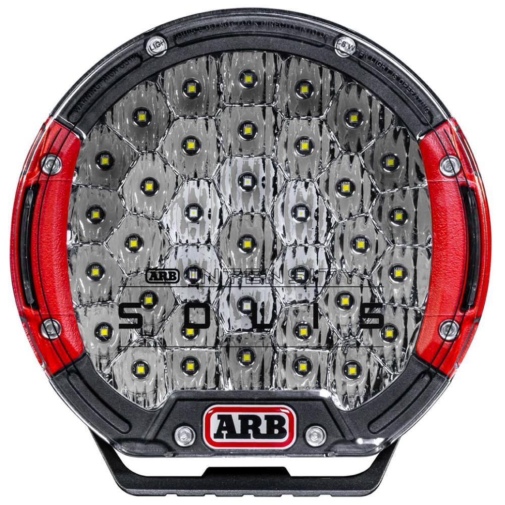 An ARB Intensity Solis Lighting Kit + Wiring Loom (SPOT / FLOOD) SJB36S / SJB36F / SJBHARN - led round work light on a white background, featuring waterproof capabilities.