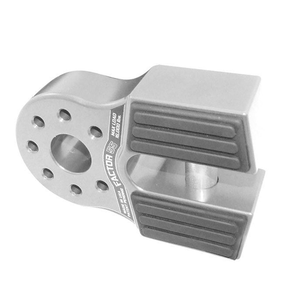 An image of a Factor 55 FlatLink in Silver 00050-05 equipped with a roller fairlead license plate. This high-quality Factor 55 product is perfect for securely displaying your license plate while ensuring smooth functionality. Enhance your website's impact with the Factor 55 FlatLink in Silver 00050-05.