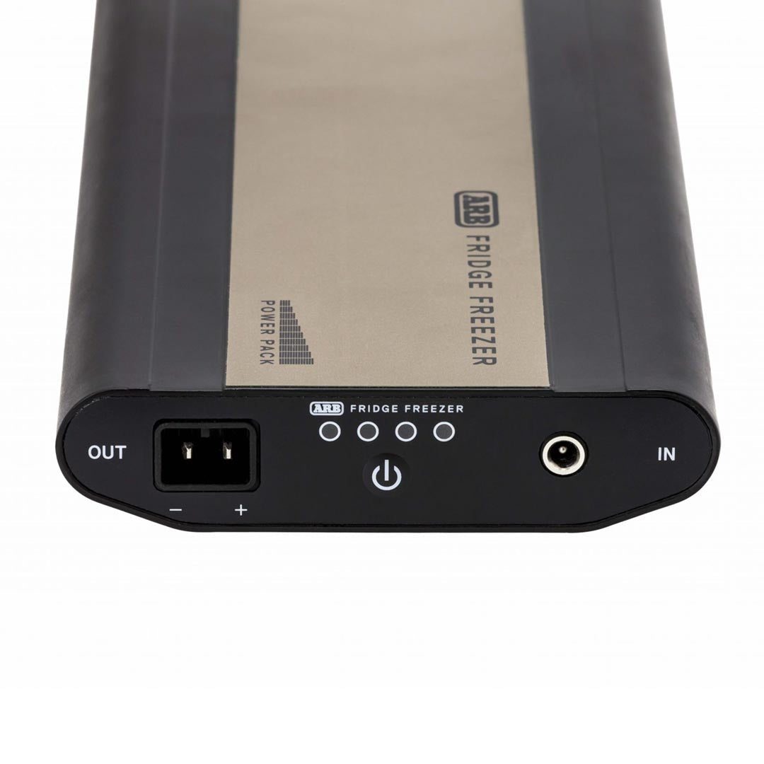 The lightweight and portable ARB Fridge Portable Power Pack Accessory for Zero Fridge Freezer 10900050 features a sleek black and gold design, perfect for powering up various devices on the go. Whether it's charging your phone, running small appliances, or refrigerating.