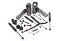 A JKS suspension kit for a jeep with coil springs and a sway bar.