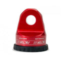 A Factor 55 Shackle Mount in Red 00015-01 handlebar clamp with conventional winch hooks on a white background.