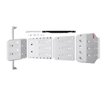 A set of ARB Under Vehicle Protection Kit 5423010 brackets for a white wall.