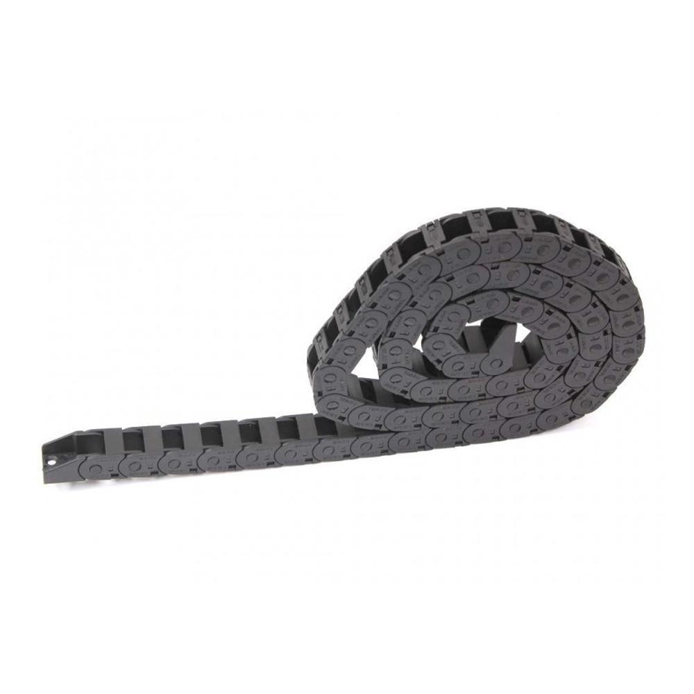 A black rubber chain on a white background with ARB Cable Guide CABRUN steel cable guides.