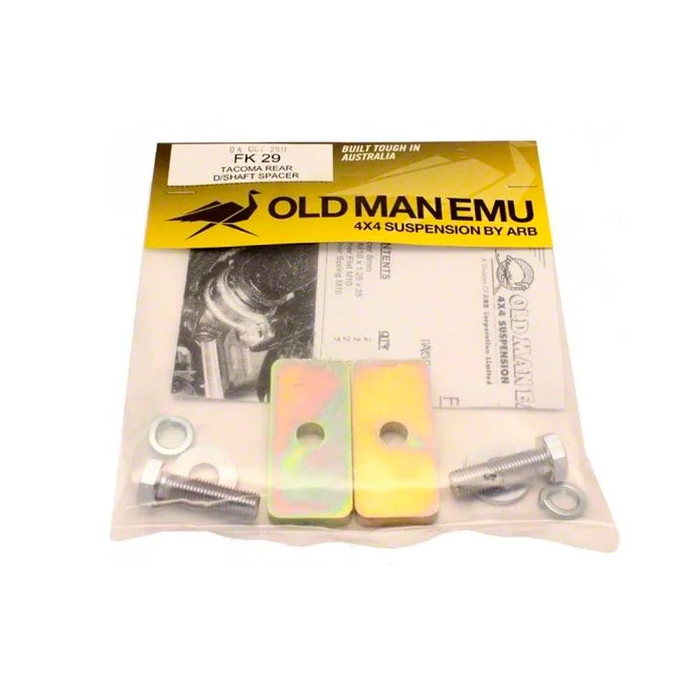 A package of Old Man Emu Rear Driveshaft Spacer Kit parts for the Old Man Emu.