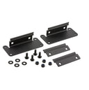 Two black ARB BASE Rack Awning Brackets 1780240 with screws and nuts designed for the ARB Base Rack.