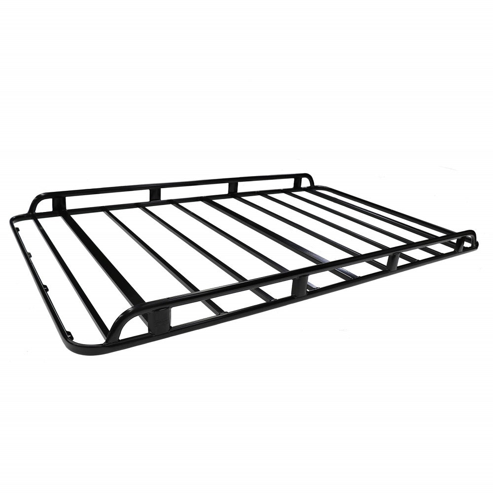 A black Steel Roof Rack Basket with adjustable feet and legs on a white background. (Brand: ARB)