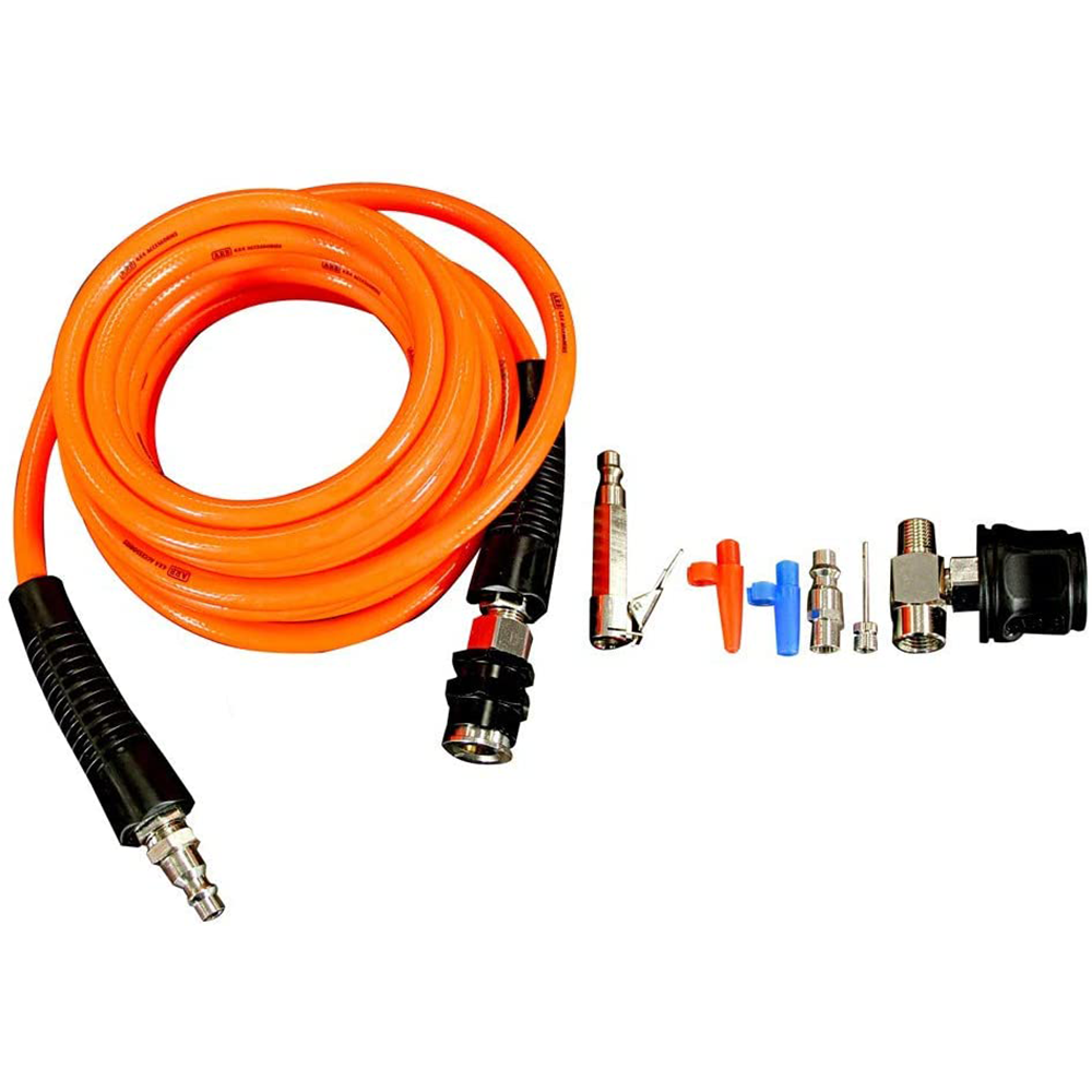 An ARB Pump Up Kit High Temp Orange 171302 air hose with a couple of connectors for ARB Compressor and air accessories.