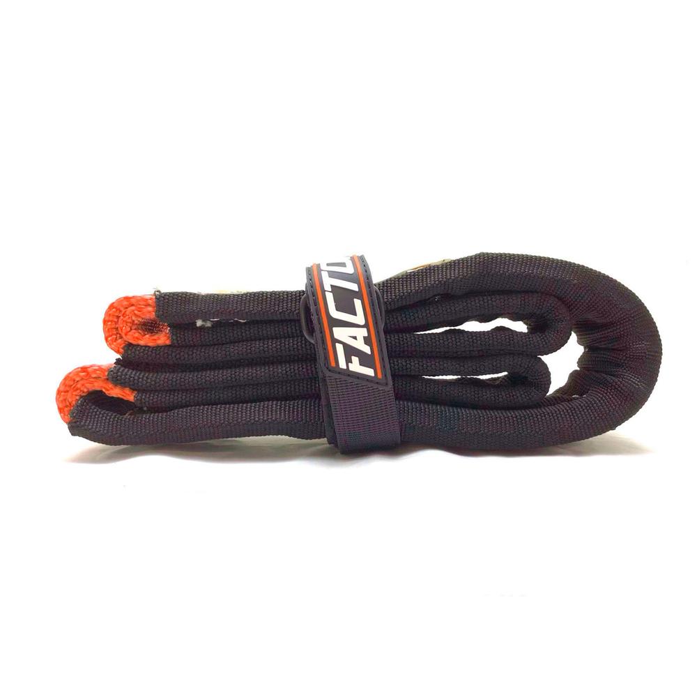 A pair of Factor 55 Shorty Strap II 00078 straps, black and orange, on a white background, perfect for recovery situations and recoil prevention.
