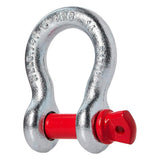 An Easy to install ARB2014 Recovery Bow Shackles with a galvanized finish, featuring a red handle on a white background.
