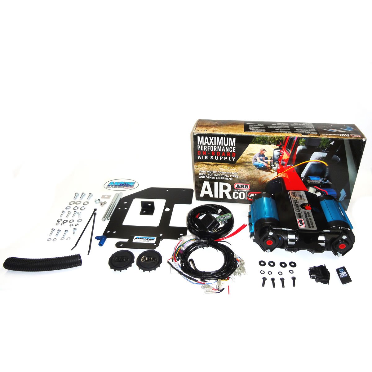A set of ARB CKMTA12 Bundle Kits, including the ARB Air Locker and a tire inflator.