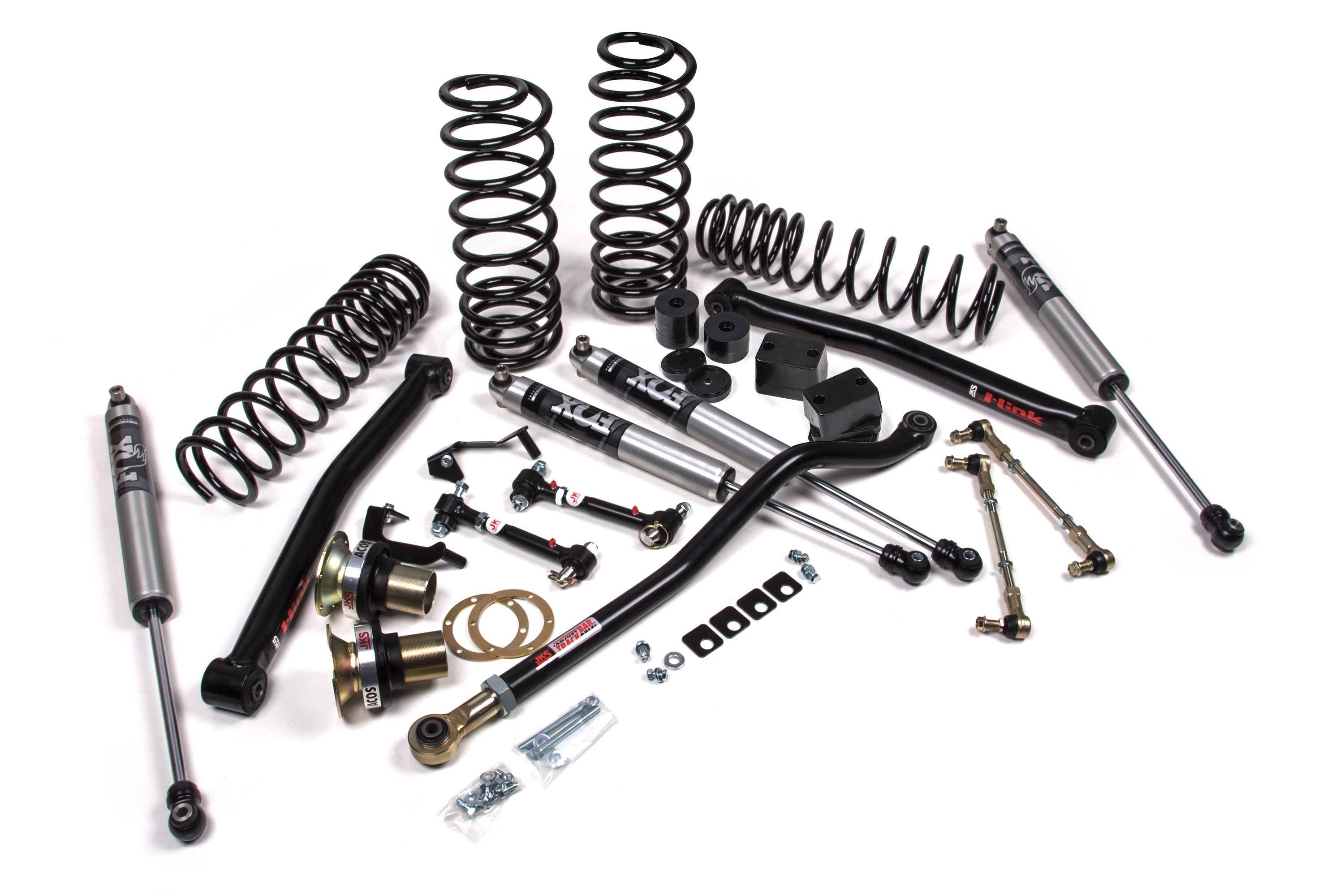 A suspension system for a jeep with springs and offroad articulation, the JKS 3.5 Inch Jeep Wrangler JL (18-ON) 4 Door J-Lander HD Lift Kit by JKS.