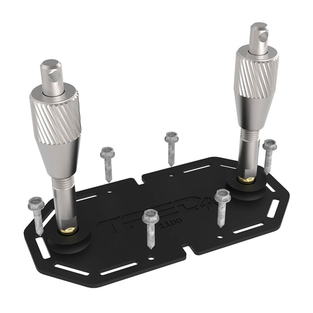A black ARB Mounting Bracket with two screws on it.