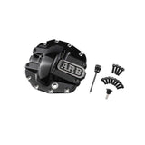 An ARB Rear M200 Differential Cover - Black to protect against off-road hazards.