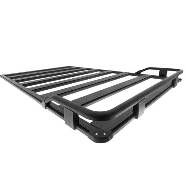 A black base rack with ARB Base Rack Guard Rail (ARB 1780020) and cast aluminum corner caps on a white background.