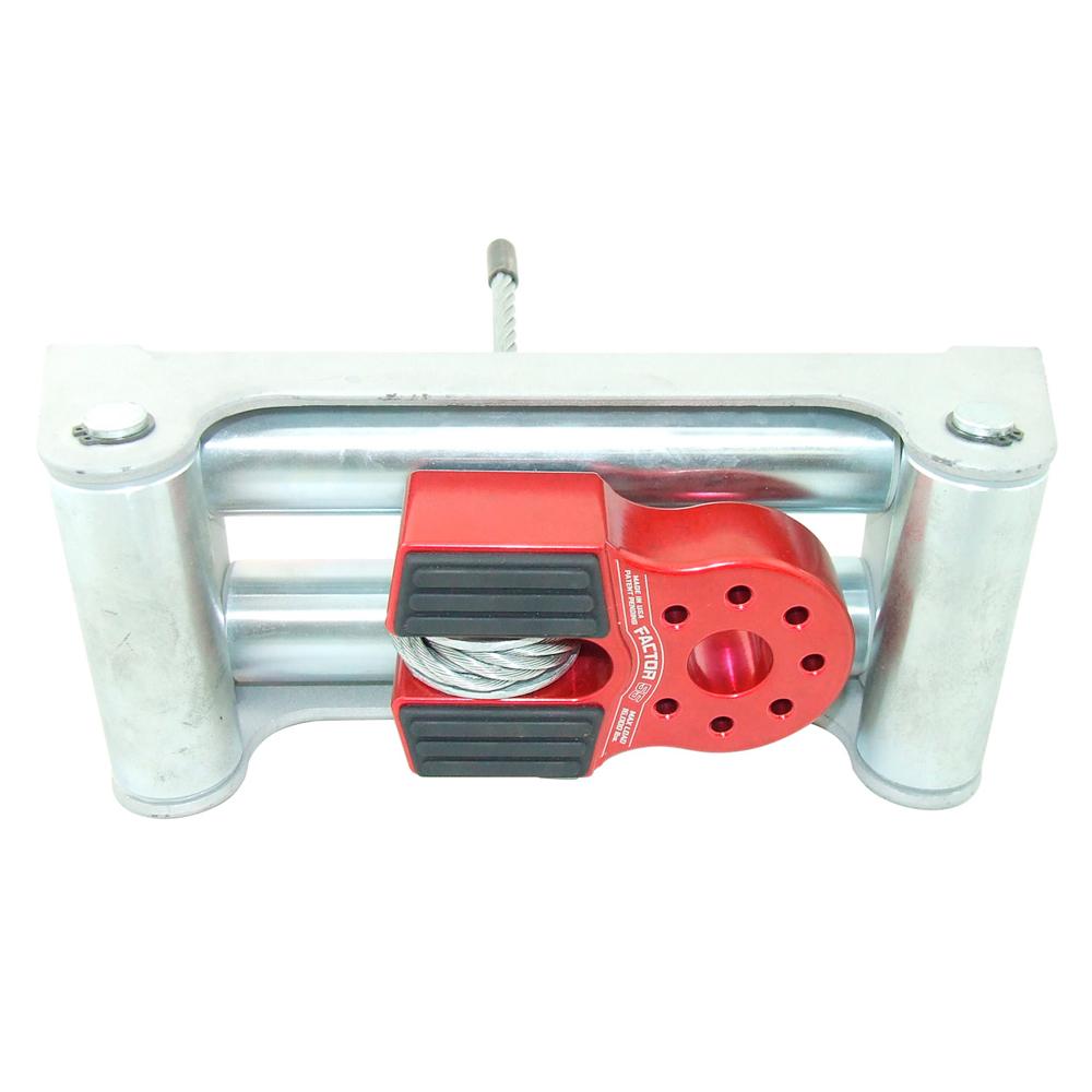 A Factor 55 FlatLink Winch Shackle Mount 00050-01 with a red handle attached to it, also known as a Red Aluminum FlatLink.