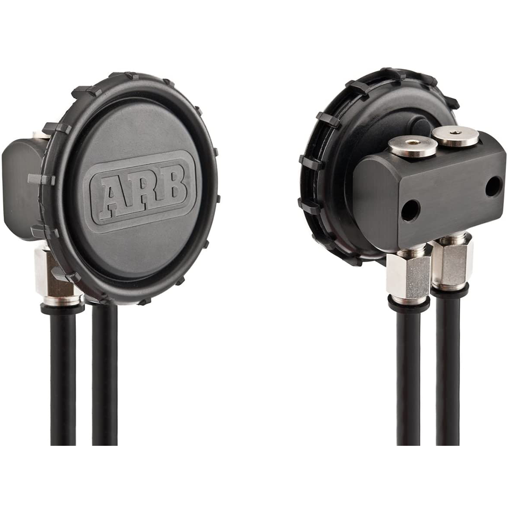 A pair of black ARB Differential Breather Kit 170112 hoses, made from billet aluminium and anodized.