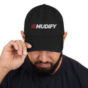 A man donning a fashionable black Basic Mudify Cap from the Mudify headwear collection.