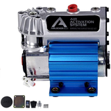A blue ARB Air Locker Activation Compressor System CKSA12 with hoses and accessories, sealed for moisture and dust resistance.