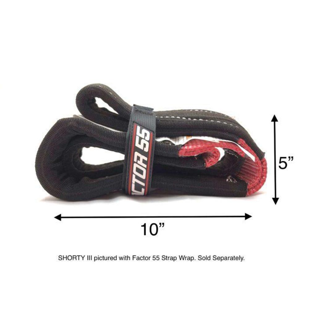 A picture of a Factor 55 Shorty Strap III 3'' x 3'' 00079 with high capacity measurements.