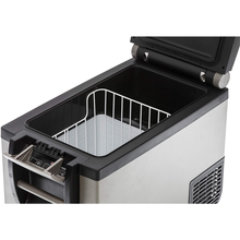 Load image into Gallery viewer, A black and silver ARB cooler equipped with a wire basket, perfect for keeping beverages cool during outdoor activities.