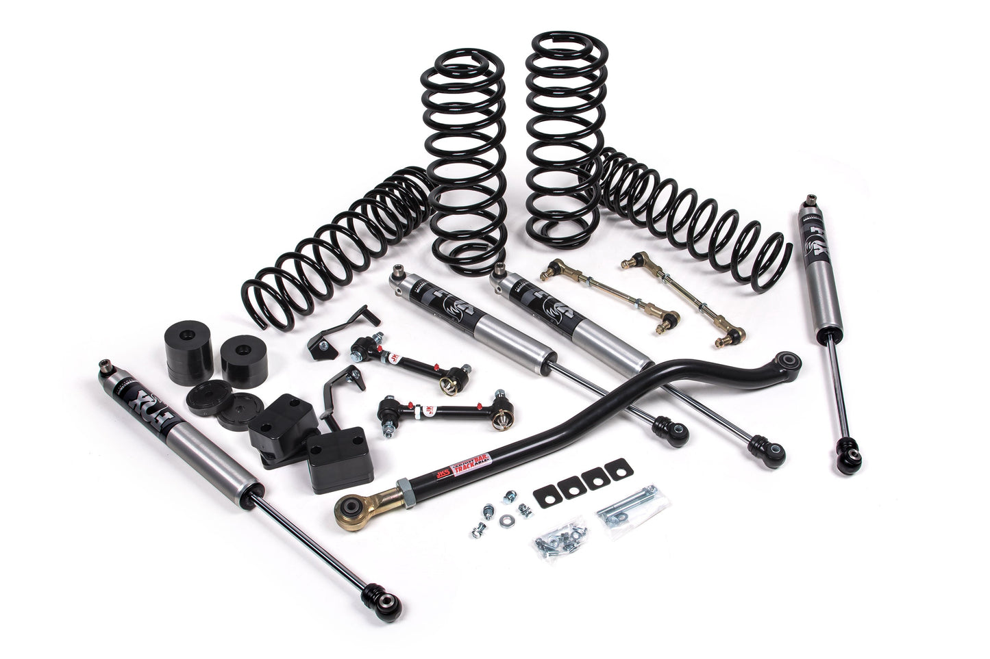 A JKS 2.5 Inch Jeep Wrangler JL (18-ON) 4 Door J-Venture Lift Kit with dual rate coil springs and gas shocks.